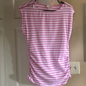 Michael Kors pink and white striped shirt